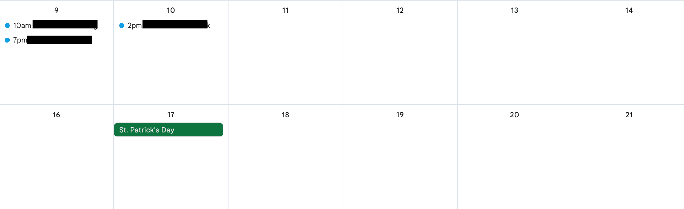Empty calendar